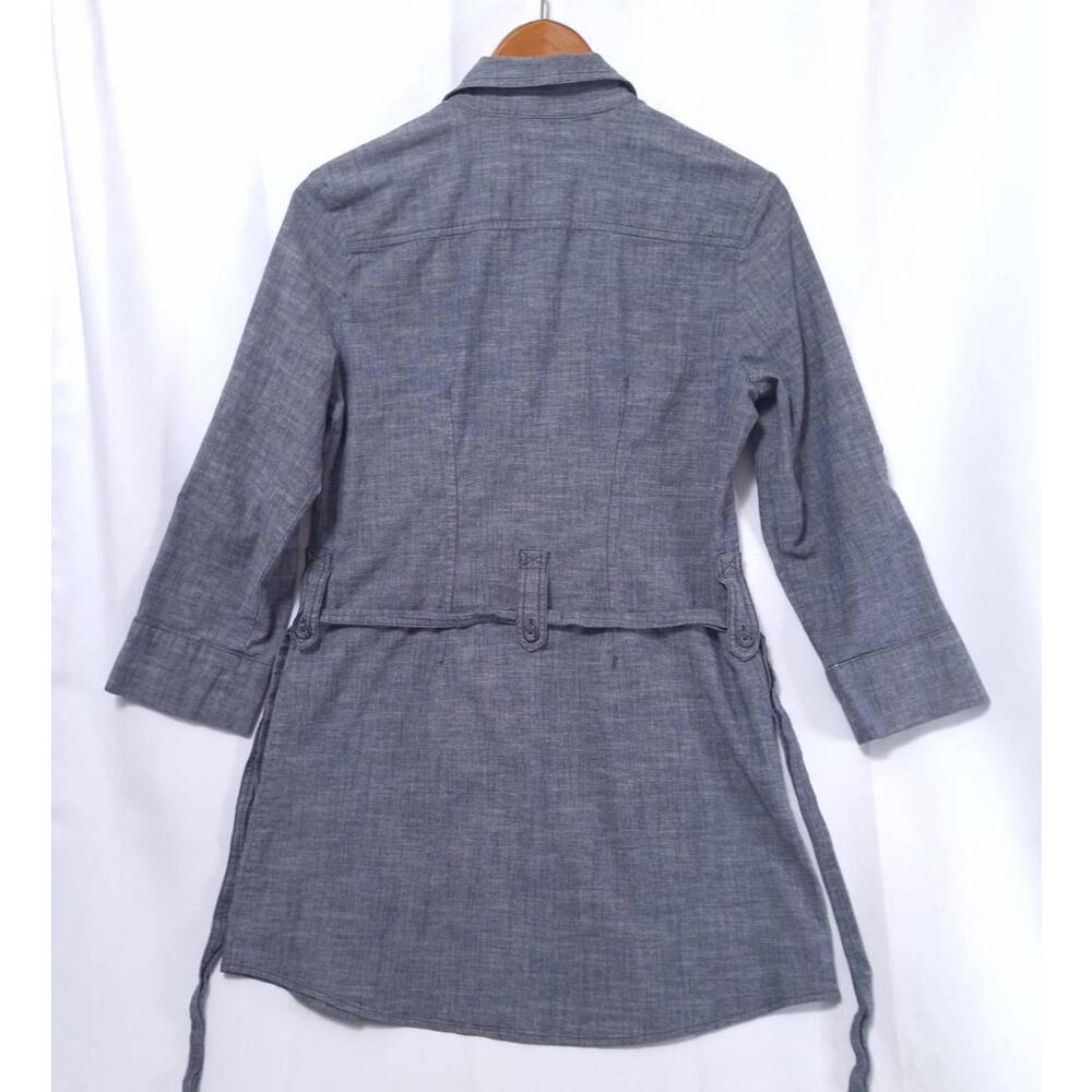 Anthropologie Fei Shirt Dress Womens Size S Tunic Belted 3/4 Sleeves‎  Blue Gray - Picture 2 of 9